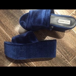 Blue velvet platforms